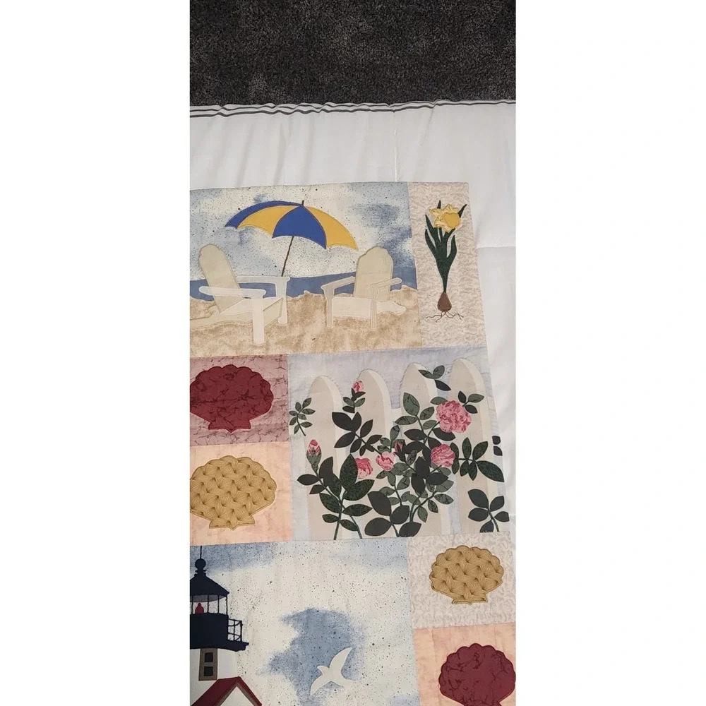 Signed Donna‎ Albert 1994 Nantucket Quilt Wall Hanging 21x45 w/ COA Coastal